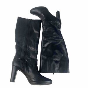 Antonio Melani Boots Womens Black Leather Knee High Size 8 M‎ Zipper Pre Owned